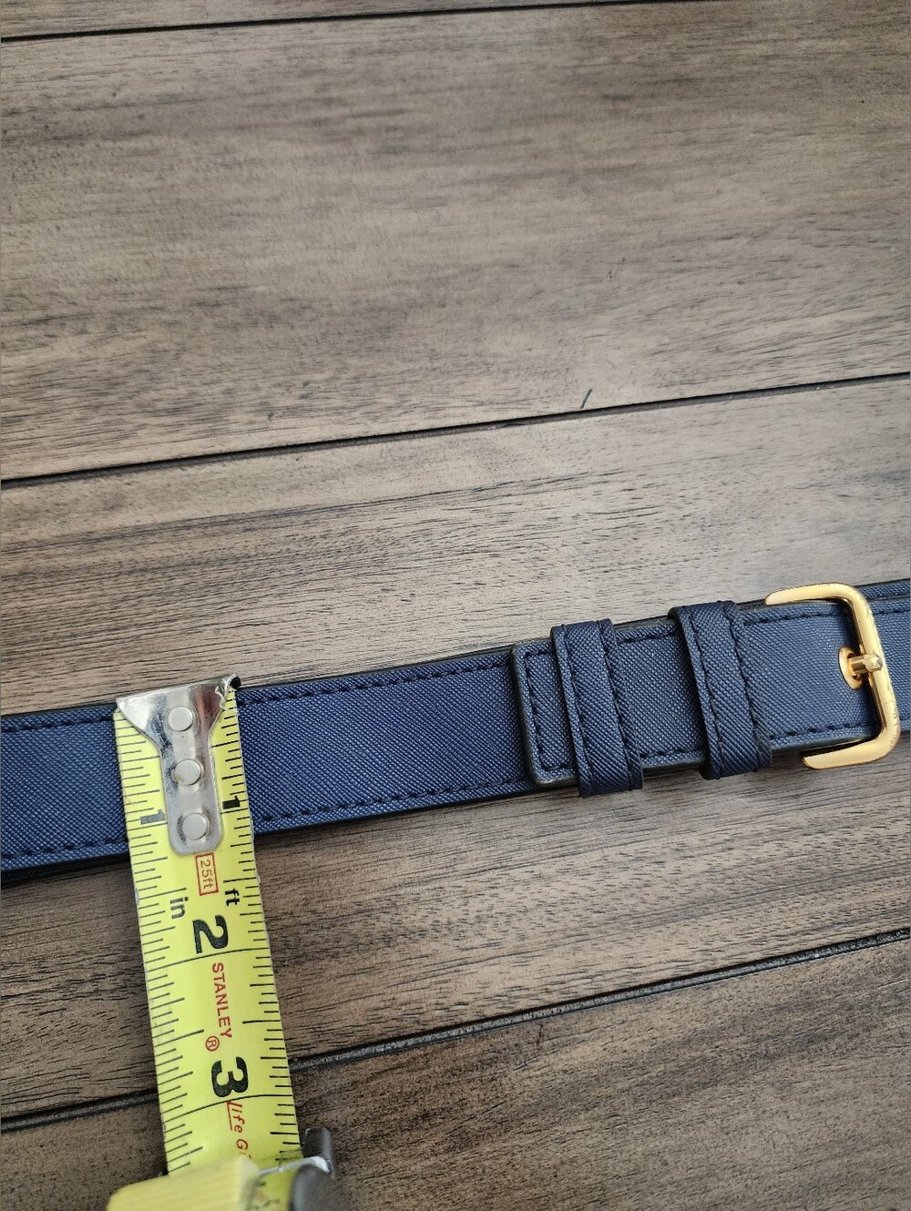 Marc Jacobs Saffiano Navy Leather With Gold Tone Hardware, 50 In At Longest
